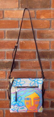 Original Abstract Art Hand Painted Shoulder Bag Crossbody Purse Messenger Bag Handbag - image2